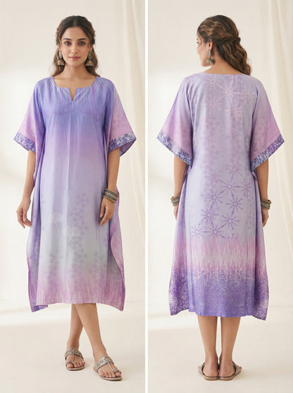 Stitched Chanderi Digital Printed Kaftan