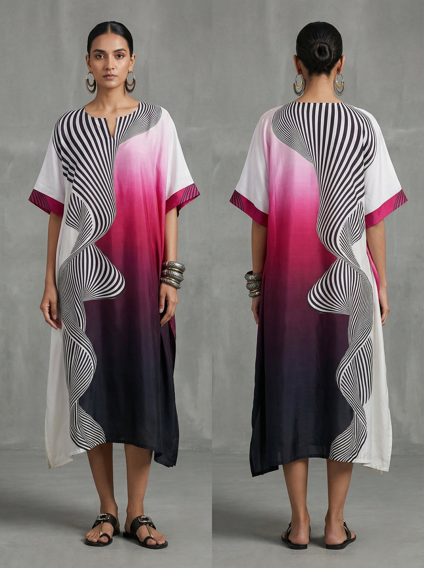 Stitched Chanderi Digital Printed Kaftan