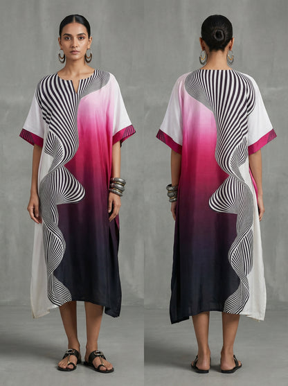 Stitched Chanderi Digital Printed Kaftan