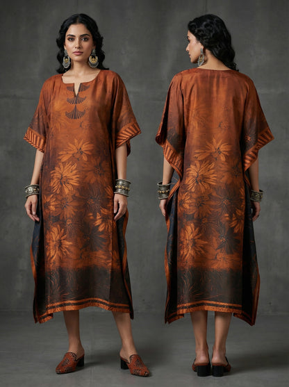 Stitched Chanderi Digital Printed Kaftan