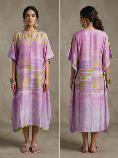 Stitched Chanderi Digital Printed Kaftan