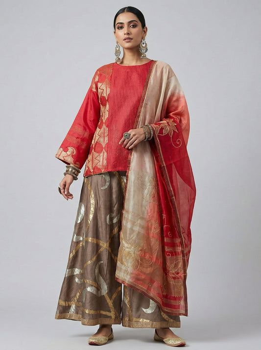 Semi stitched Formal Skirtset