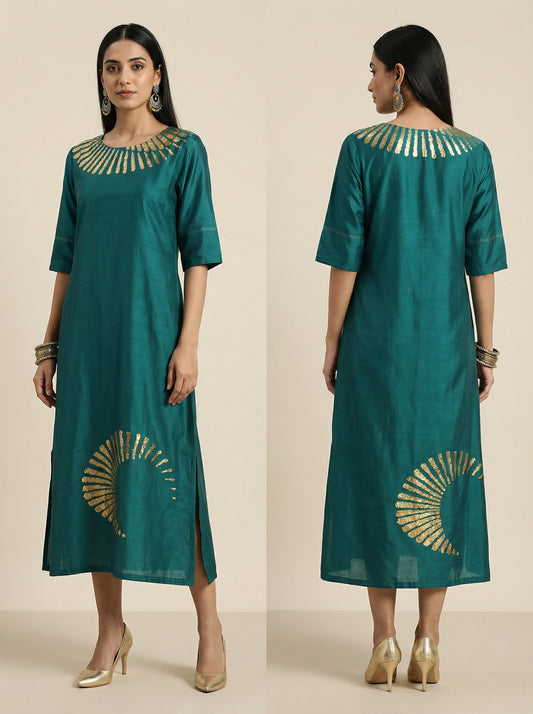 Indowestern chanderi formal dress- Ready size 42