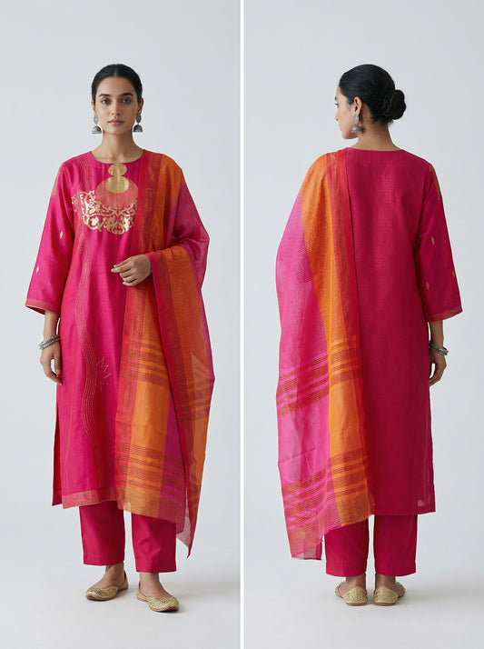 Semi Stitched Formal Chanderi Suitset