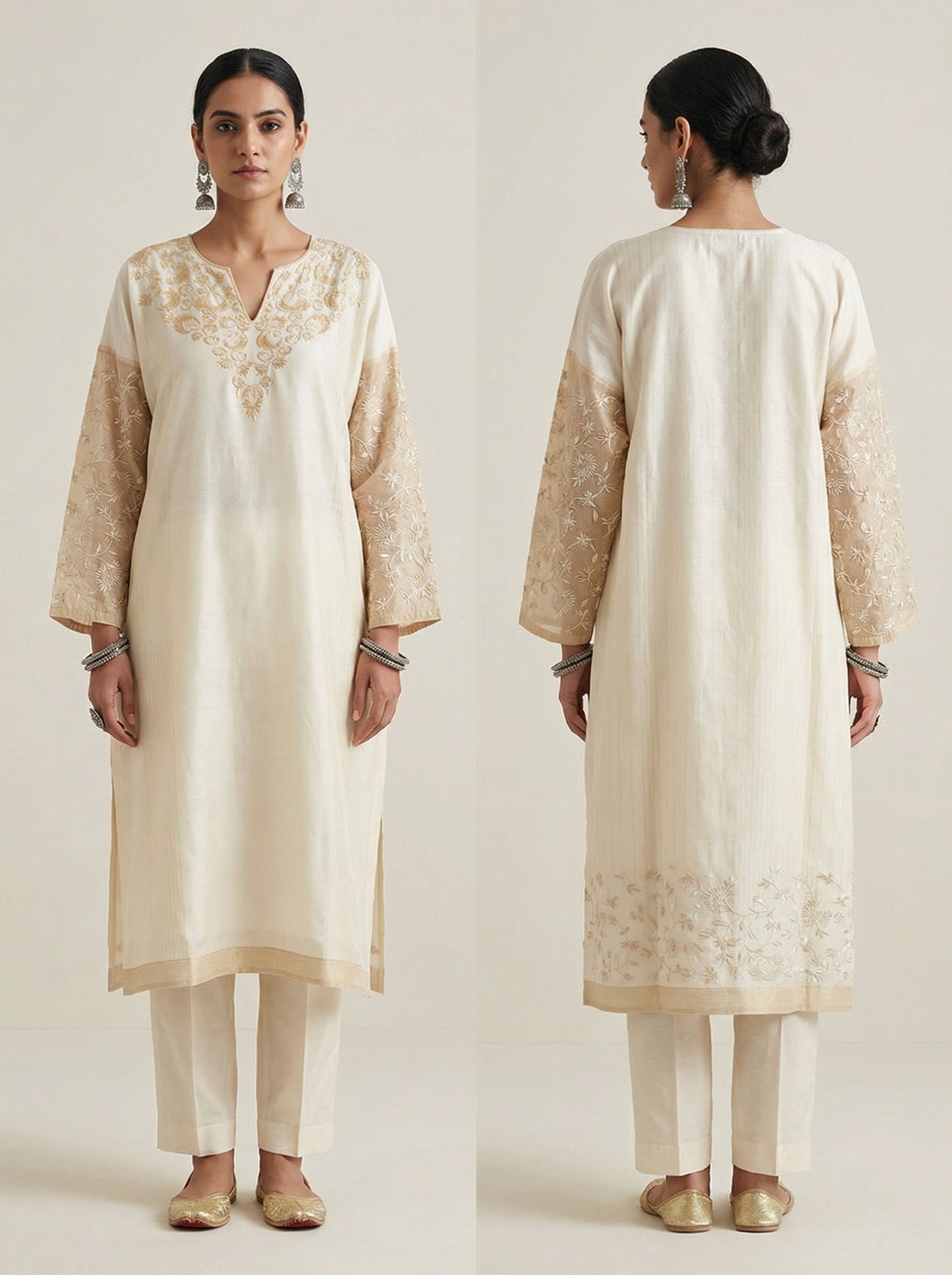 Semi Stitched Formal chanderi Kurta