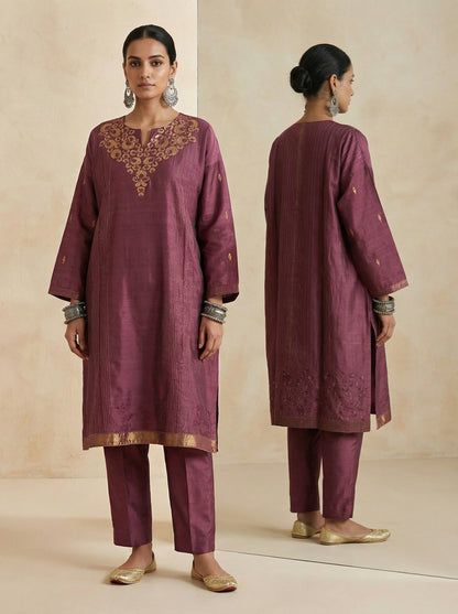 Semi Stitched Formal Chanderi Kurta