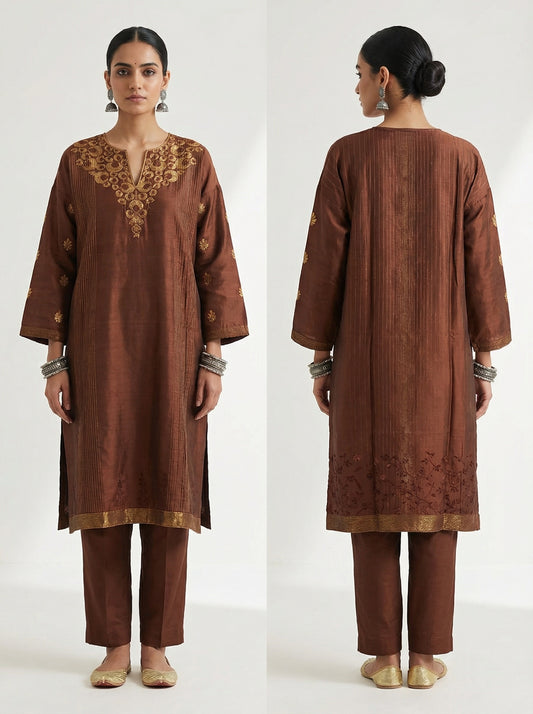 Semi Stitched Formal Chanderi Kurta