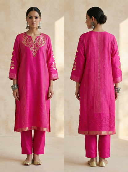 Semi Stitched Formal Chanderi Kurta