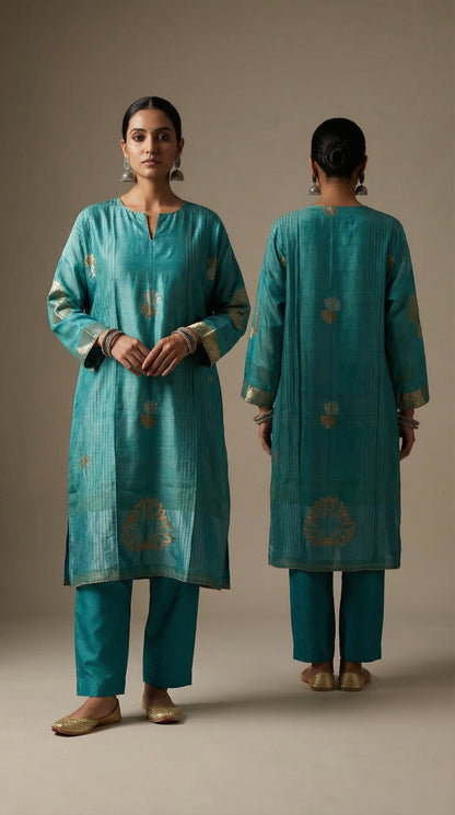 Semi Stitched Formal Chanderi Kurta