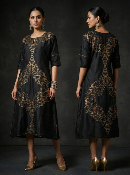 Indowestern chanderi formal dress- Ready size 42
