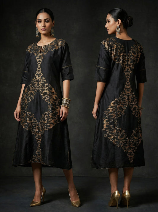 Indowestern chanderi formal dress- Ready size 42