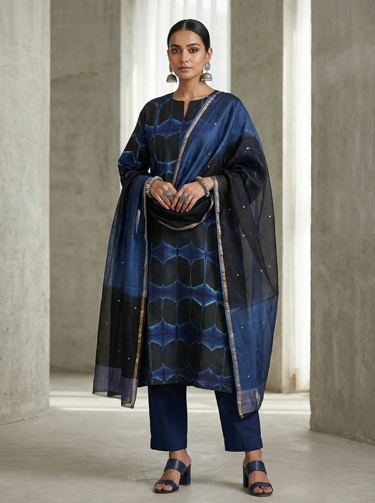 Semi Stitched Chanderi Casual Suitset