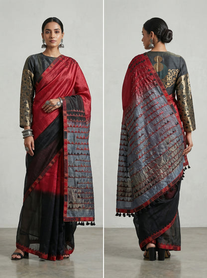 Formal Chanderi Silk Ajrakh Saree