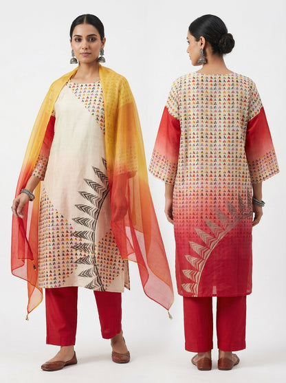 Semi Stitched Chanderi Casual Kurta VISHAL KAPUR