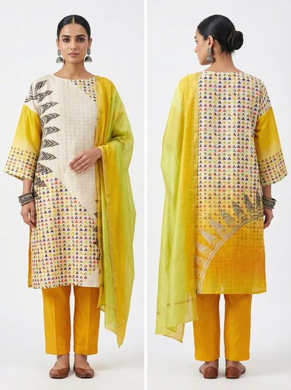 Semi Stitched Cotton Casual Suitset