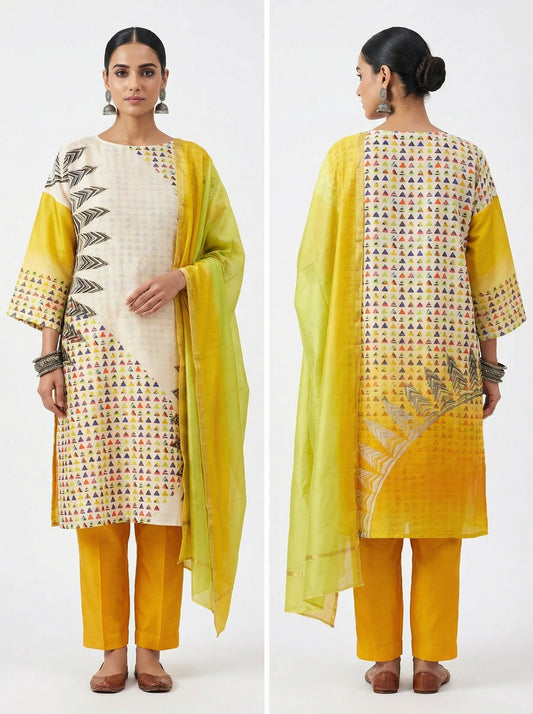 Semi Stitched Cotton Casual Suitset