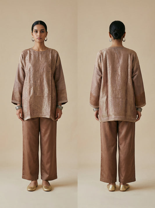 Semi Stitched tissue cutwork applique Short Tunic