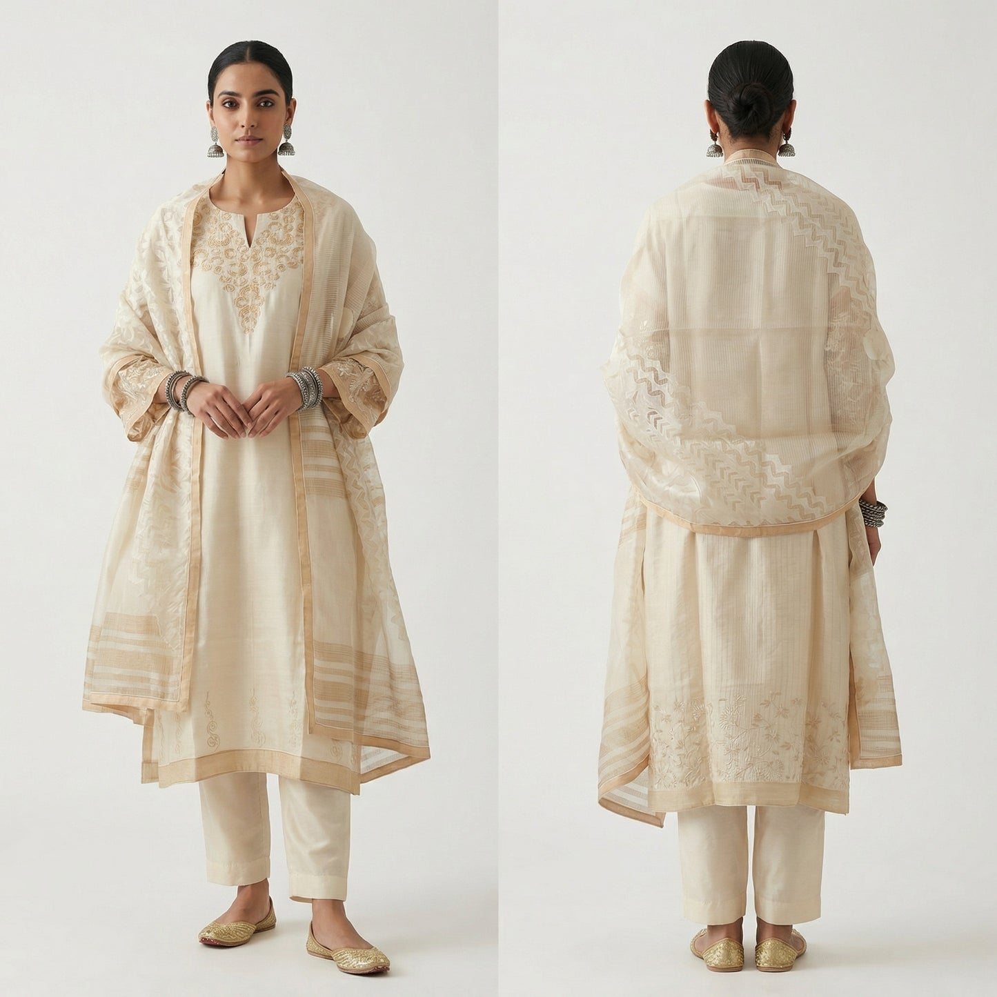 Semi Stitched Formal chanderi Suitset