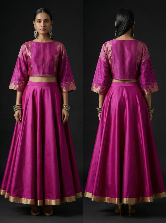 Semistitched Chanderi Ɓlouse