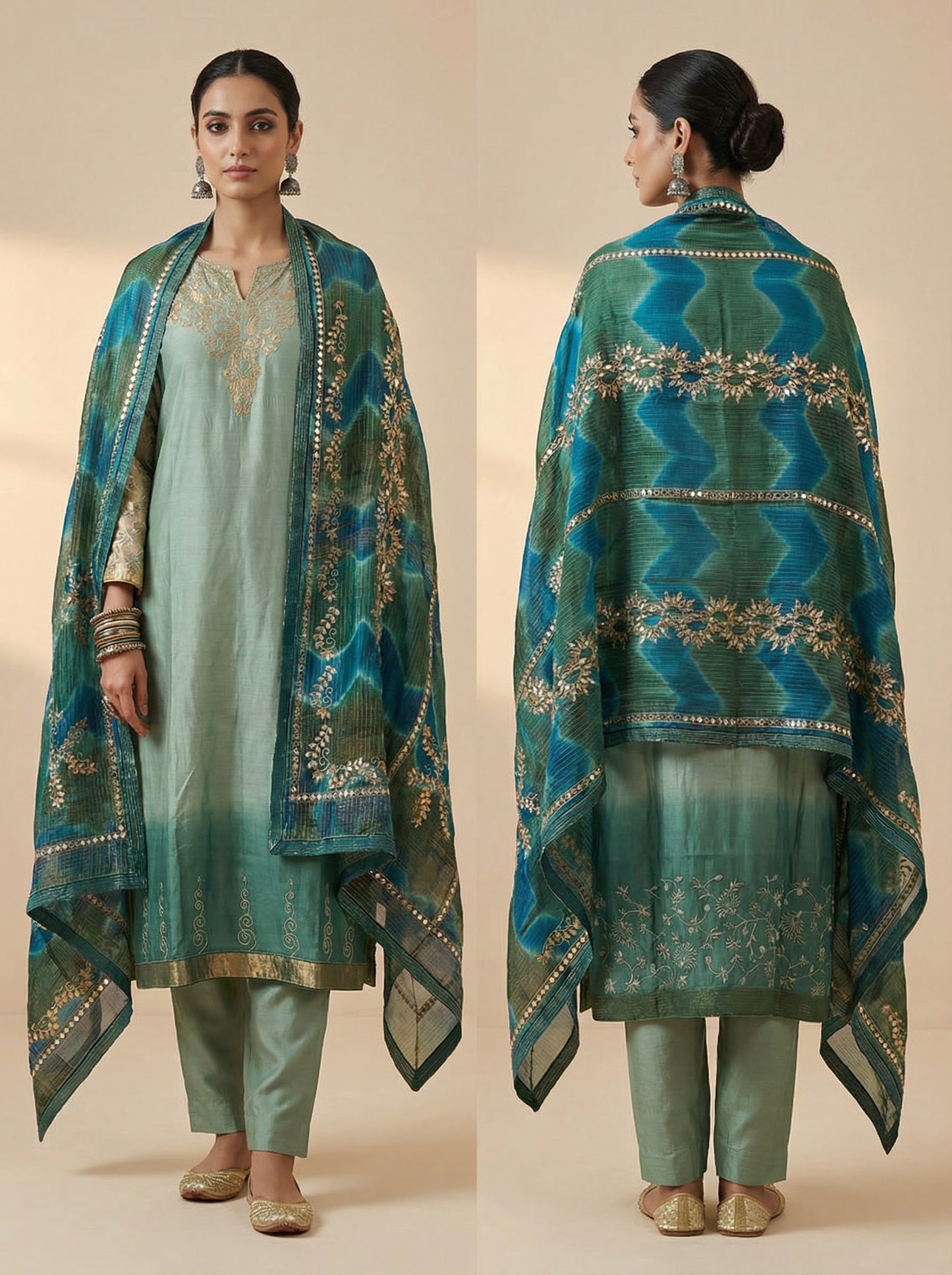 Semi Stitched Formal chanderi Suitset