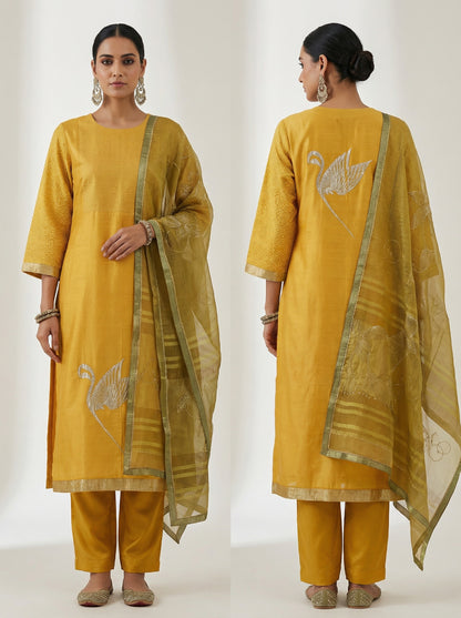 Semi Stitched Formal chanderi Suitset