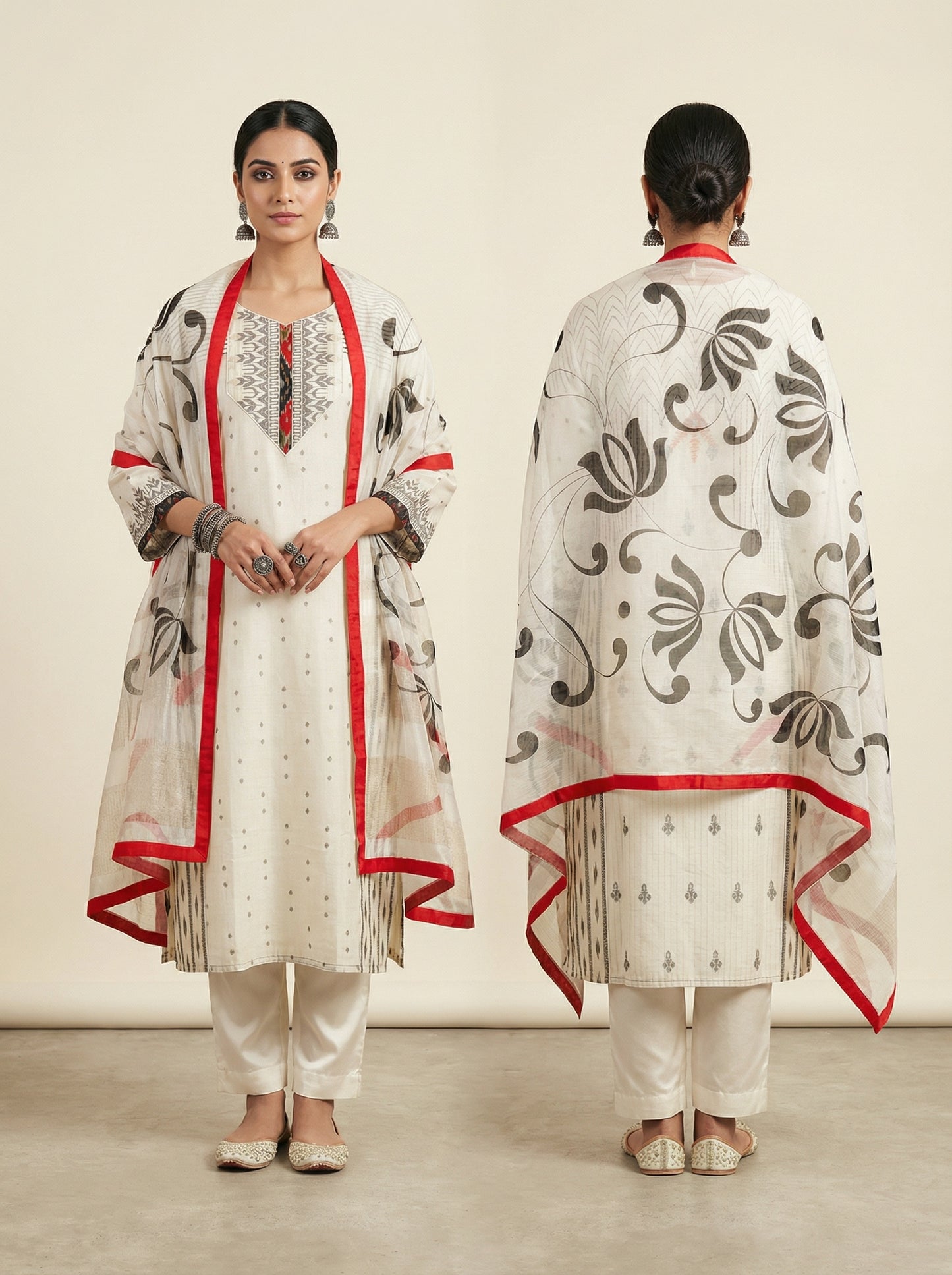 Semi Stitched Formal Jaamdani Suitset