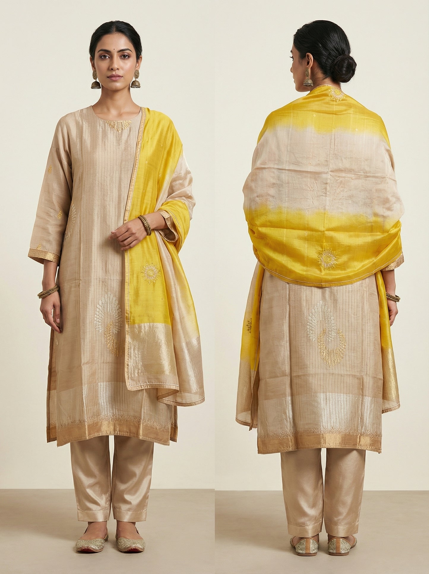 Semi Stitched Formal chanderi Suitset