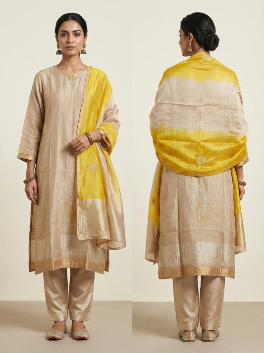 Semi Stitched Formal chanderi Suitset