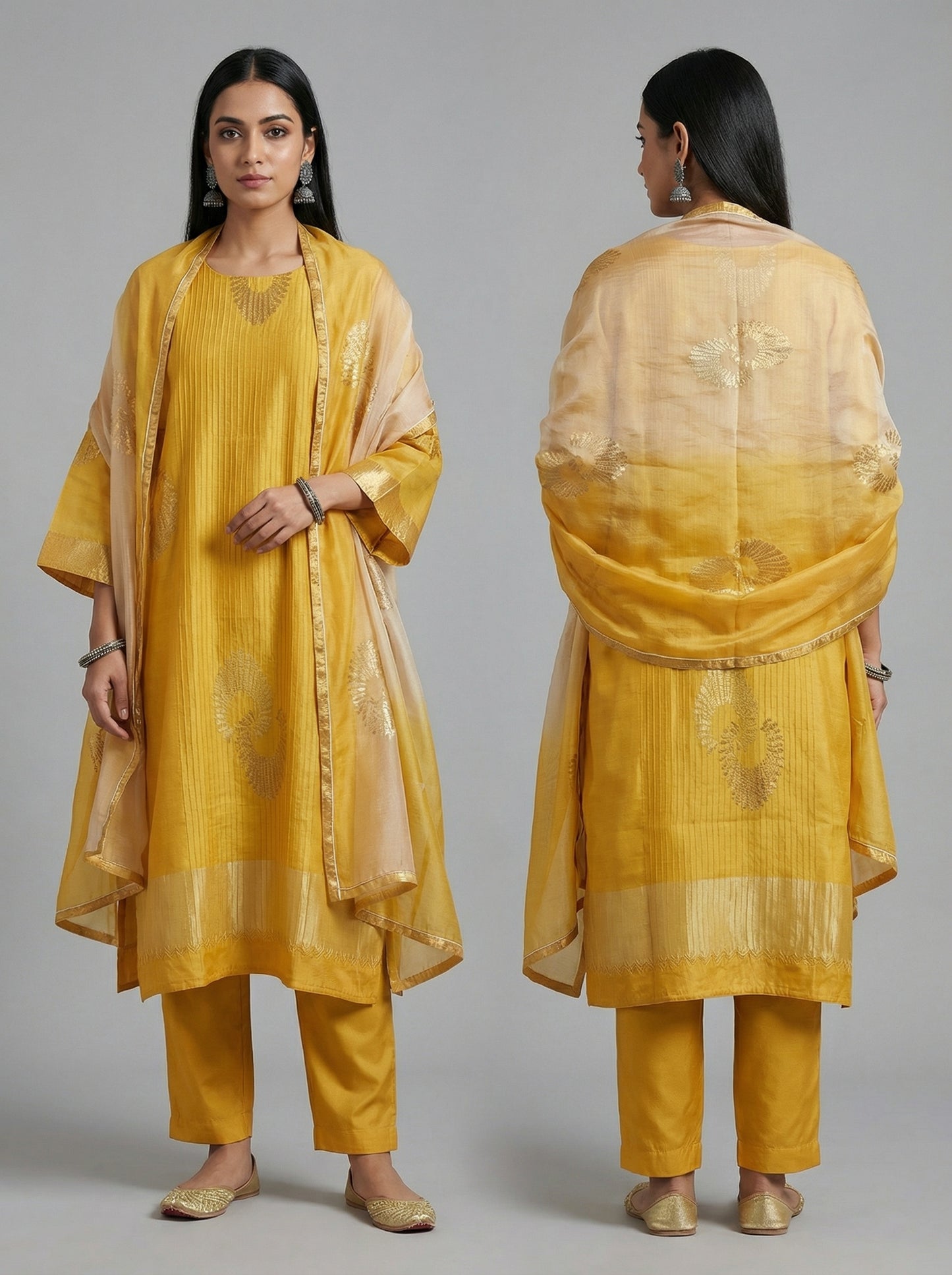 Semi Stitched Formal chanderi Suitset