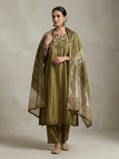 Semi Stitched Chanderi Formal Suitset