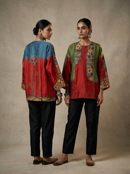 Semi Stitched Chanderi Kalamkari Short Tunic