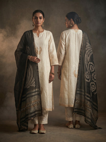 Semi Stitched Chanderi Formal Suitset