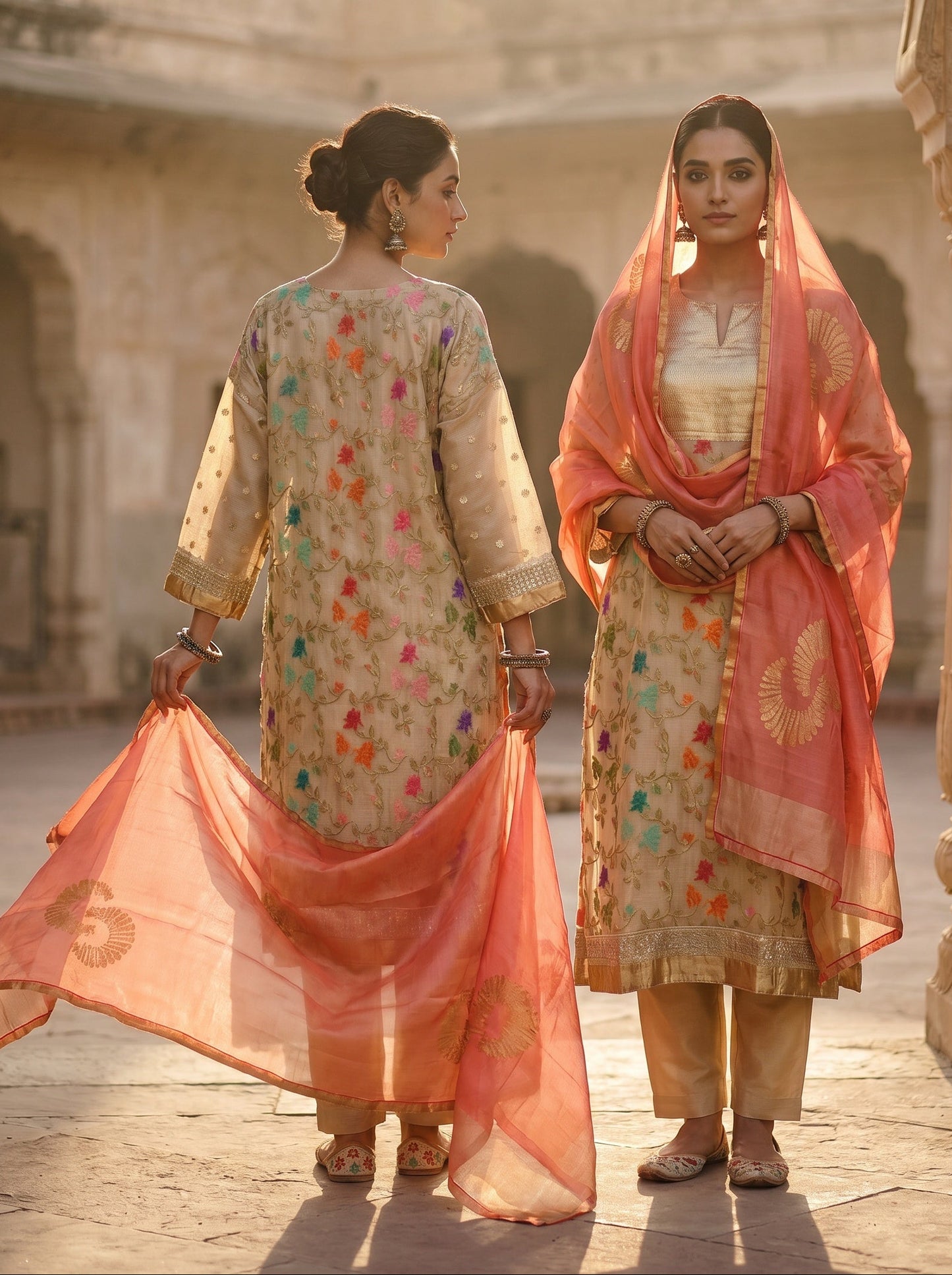 Semi Stitched Chanderi Formal Suitset