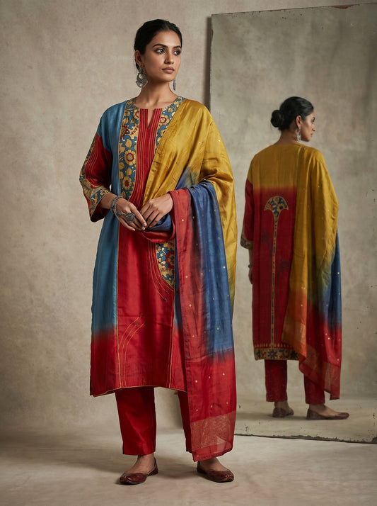 Semi Stitched Chanderi Formal Suitset
