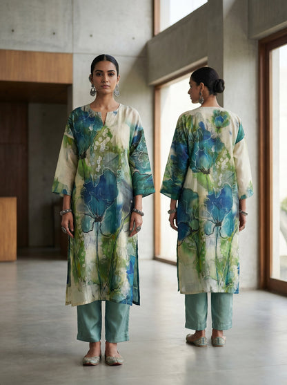 Semi Stitched Muga silk Casual kurta