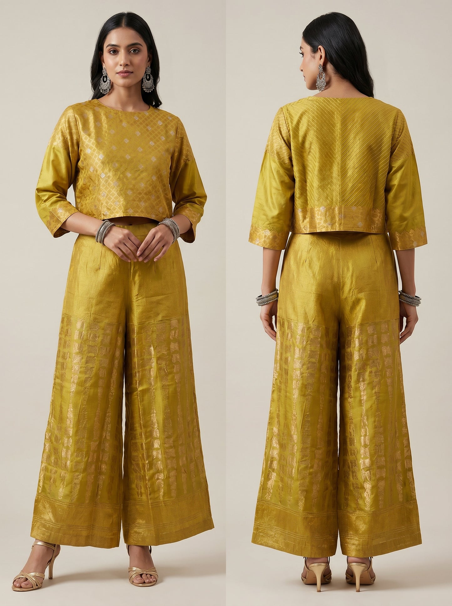Formal chanderi Embroidered Indowestern set