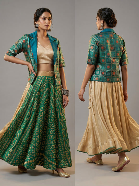 Semi stitched Formal Skirtset
