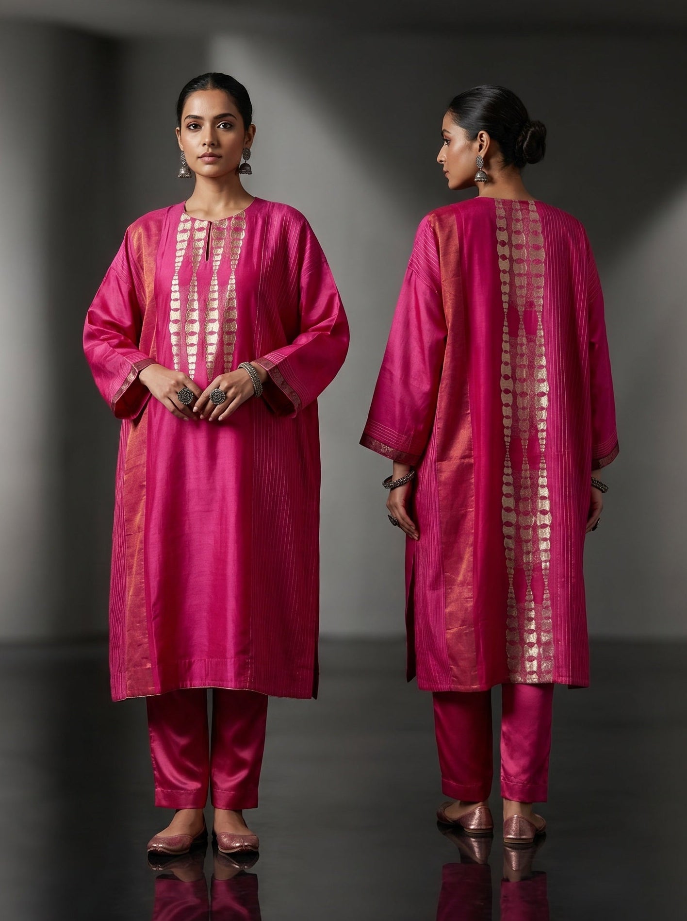 Semi Stitched Formal Chanderi Kurta