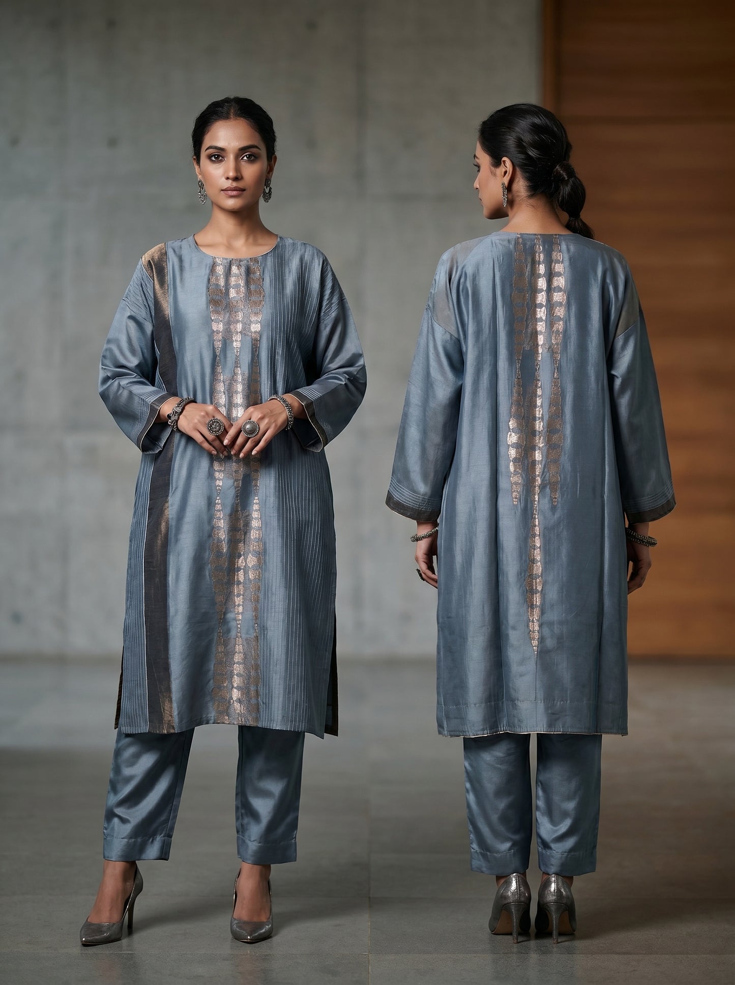 Semi Stitched Formal Chanderi Kurta