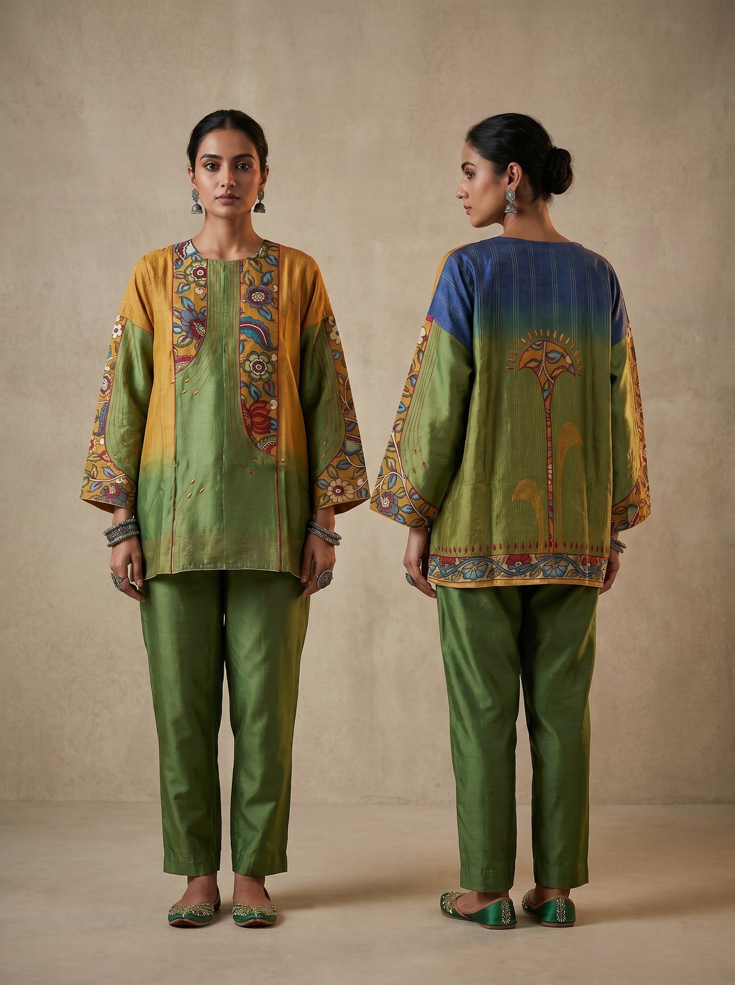 Semi Stitched Chanderi Kalamkari Short Tunic