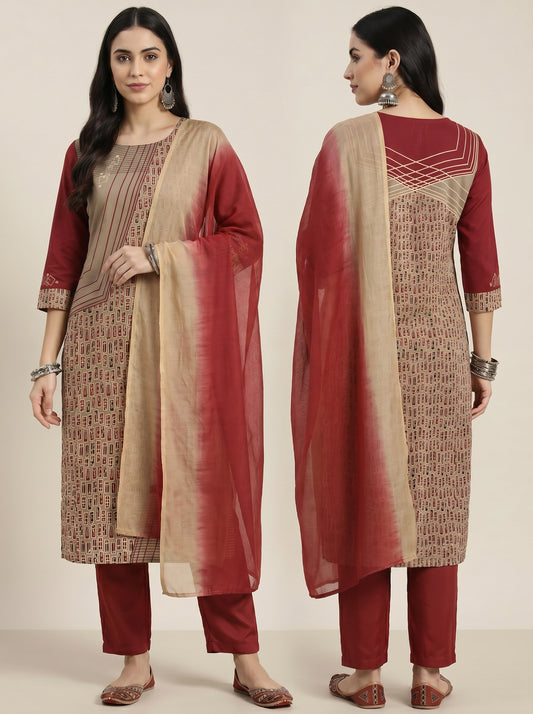 Semi Stitched Cotton Casual Suitset