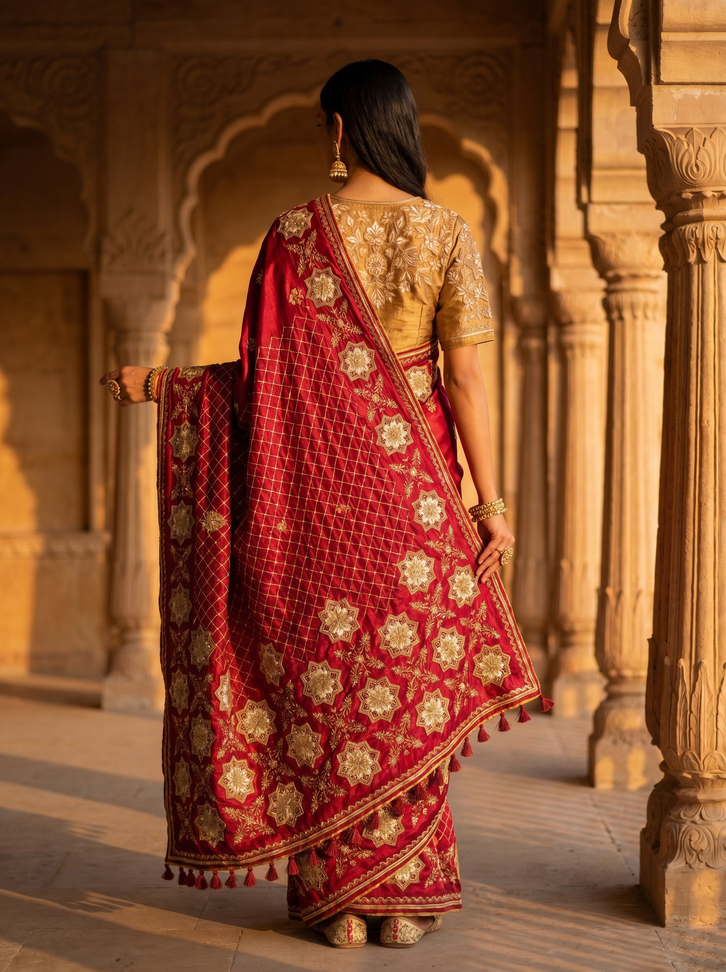 Formal Silk Paisley Zardozi saree