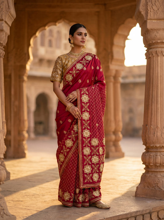 Formal Silk Paisley Zardozi saree