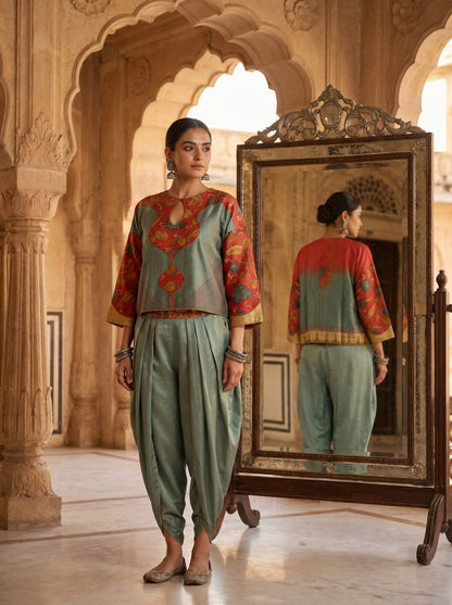 Semi Stitched Chanderi Kalamkari Ɓlouse