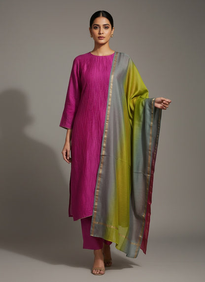 Semi Stitched Formal chanderi Suitset