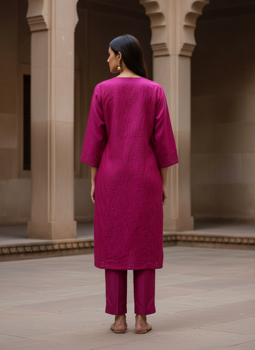 Semi Stitched Formal Chanderi Kurta