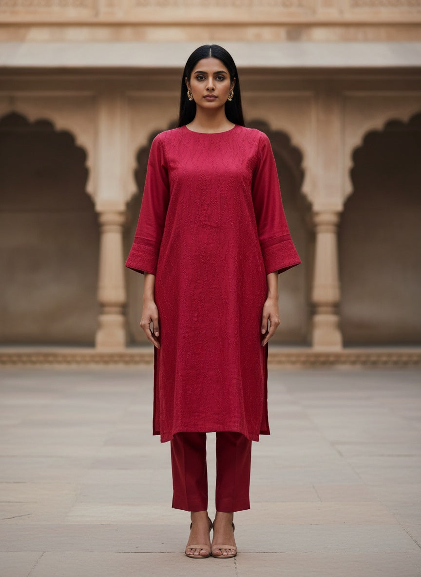 Semi Stitched Formal Chanderi Kurta