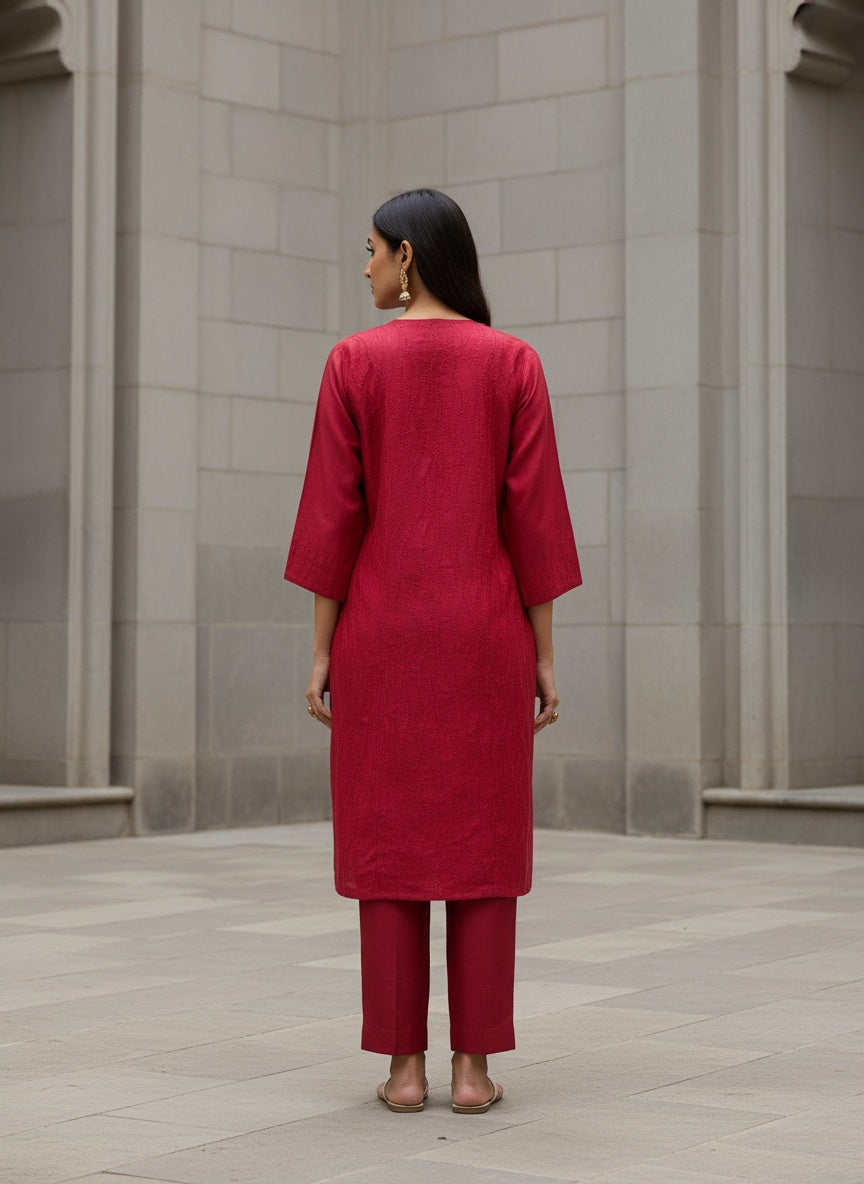 Semi Stitched Formal Chanderi Kurta
