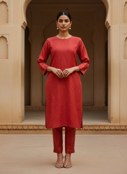 Semi Stitched Formal Chanderi Kurta
